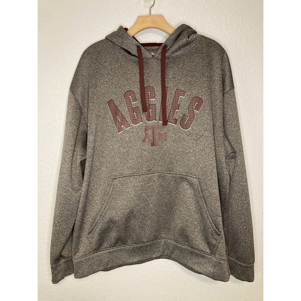 Texas A&M Aggies Hoodie Gray Maroon Logo XL Pullover Sweatshirt Champion
